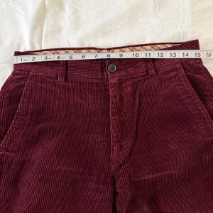 Brooks Brothers Burgundy Corduroy  pants with Plaid Lining 30x30